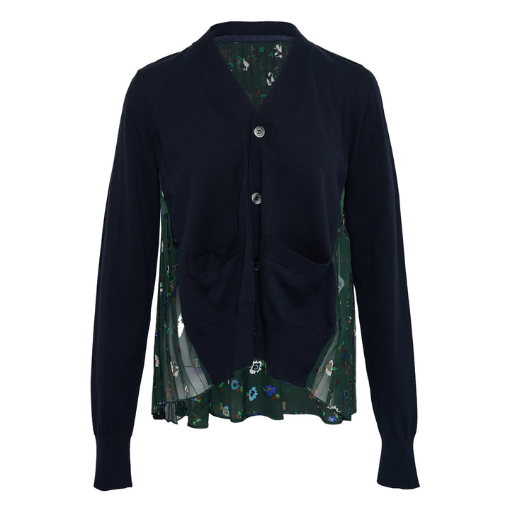 Floral Print x Cotton Knit Cardigan