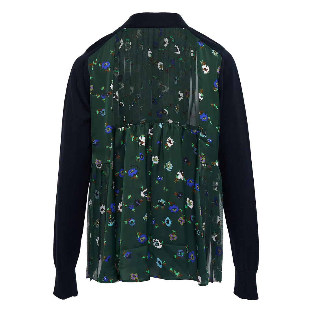 Floral Print x Cotton Knit Cardigan