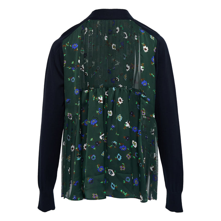 Floral Print x Cotton Knit Cardigan
