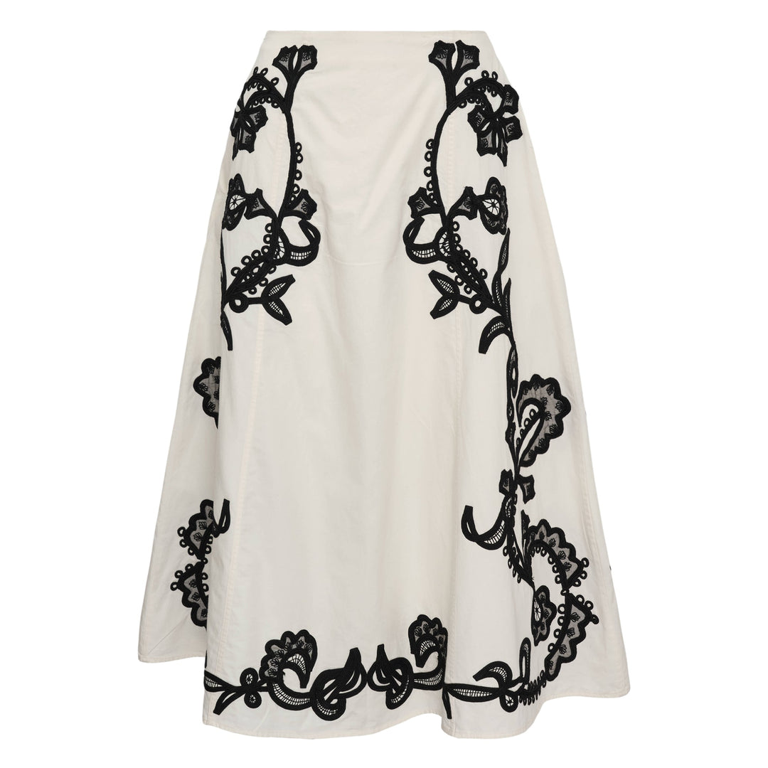 Ruby A-Line Embroidered Midi Skirt