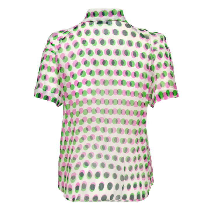Optical Layered Polka Dot Print Blouse