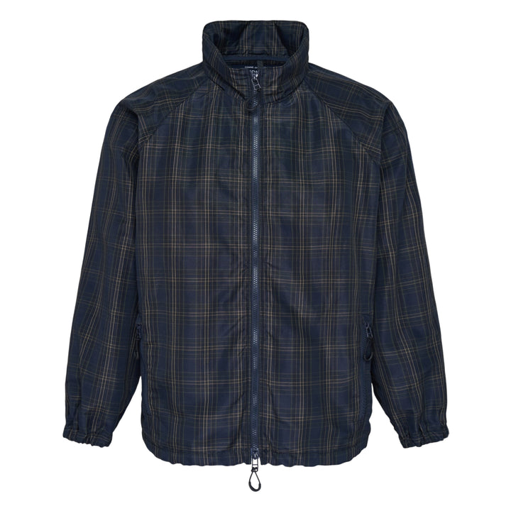 Navy Polyester Ramie Check Jacket