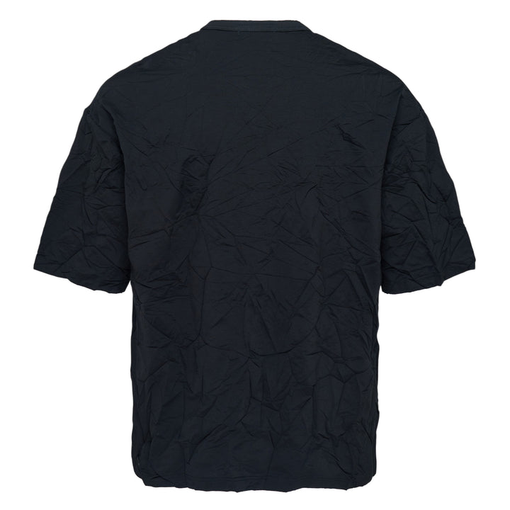 Black Cotton Blend Crinkled T-Shirt