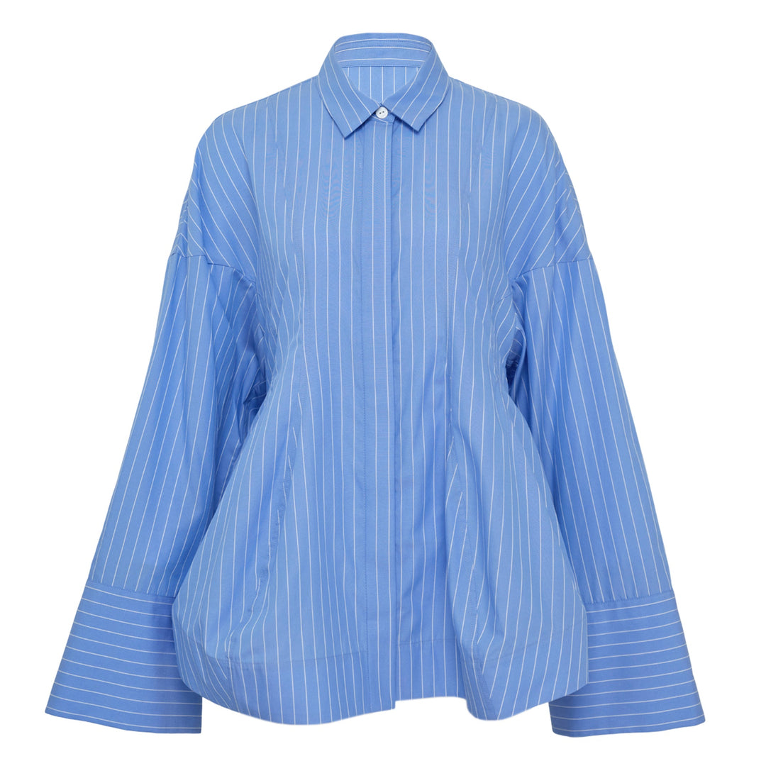 Stripe Curved Hem Overshirt