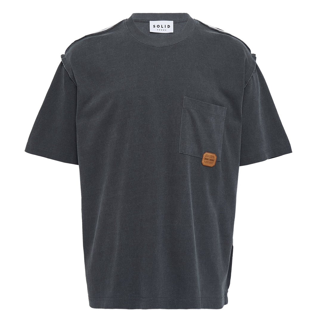 Washed T-Shirt With Shoulder Trim