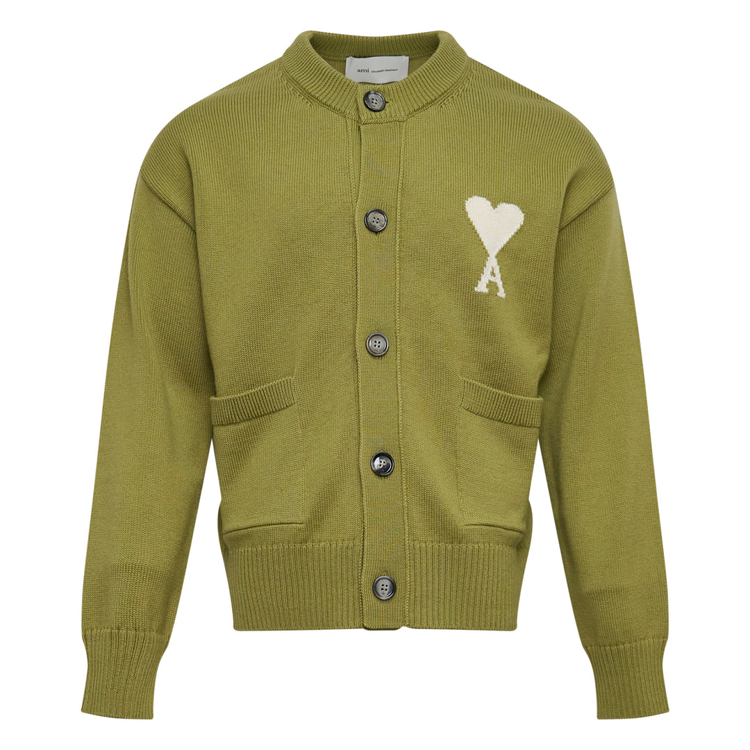 AMI Contrasted Ami De Coeur Crewneck Cardigan – Available at Club 21, Official Retailer in Singapore, Malaysia & Thailand with Global Shipping Online