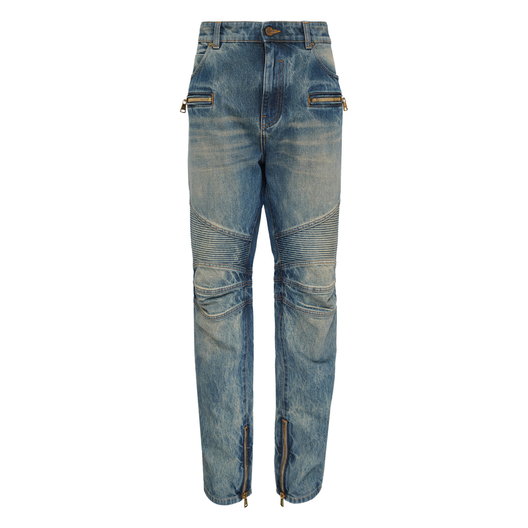 Regular Biker Denim Pants