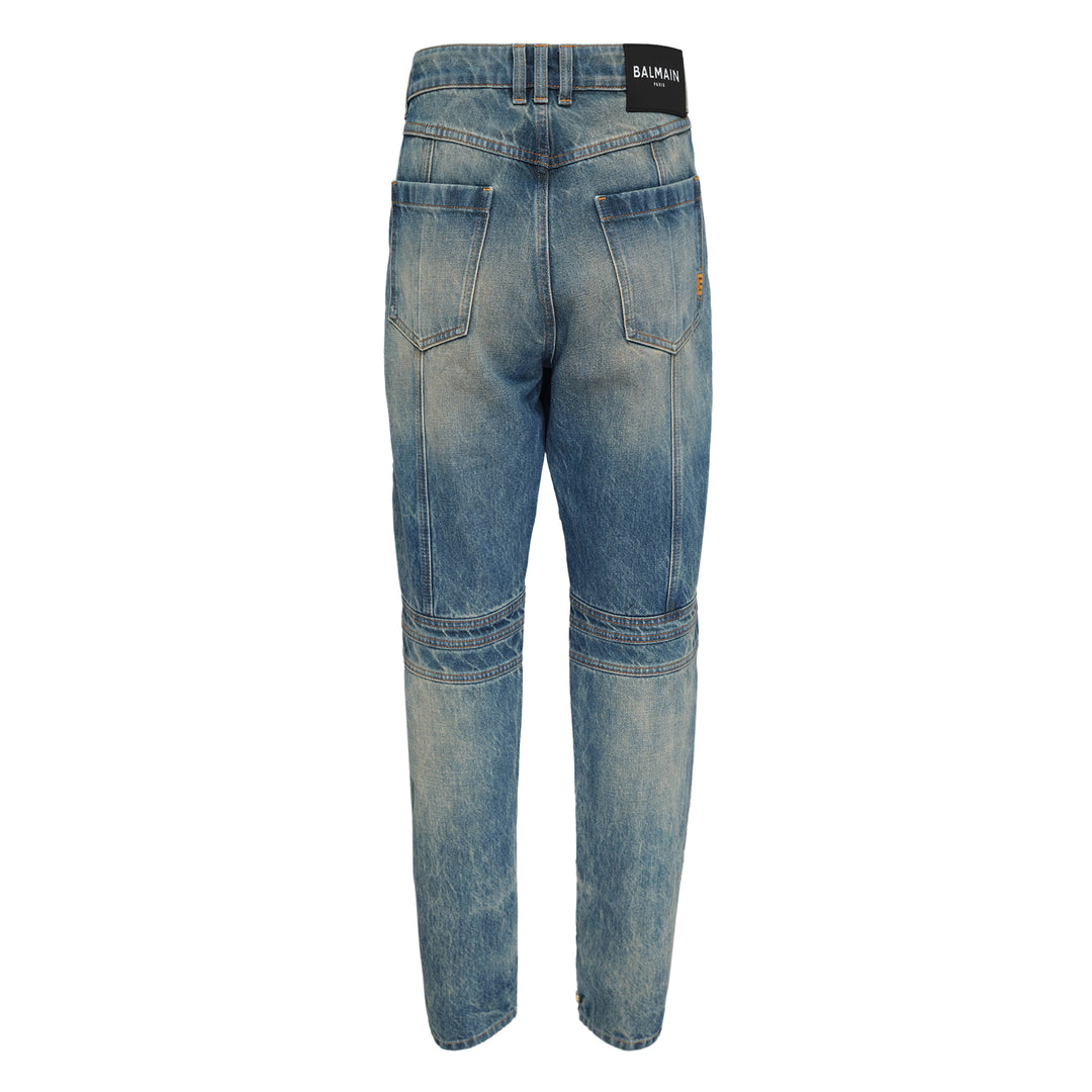 Regular Biker Denim Pants