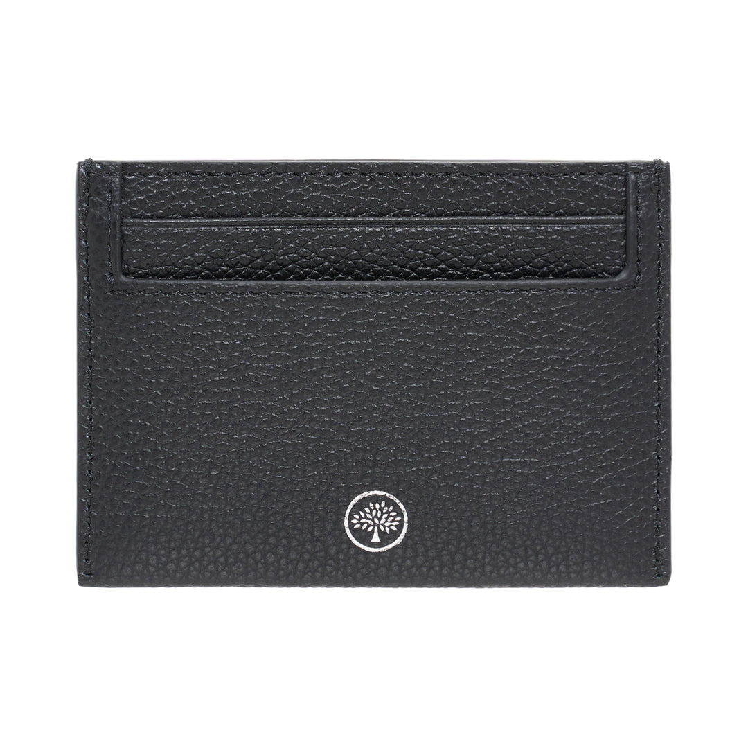 Credit Card Slip Black & Silver Small Classic Grain
