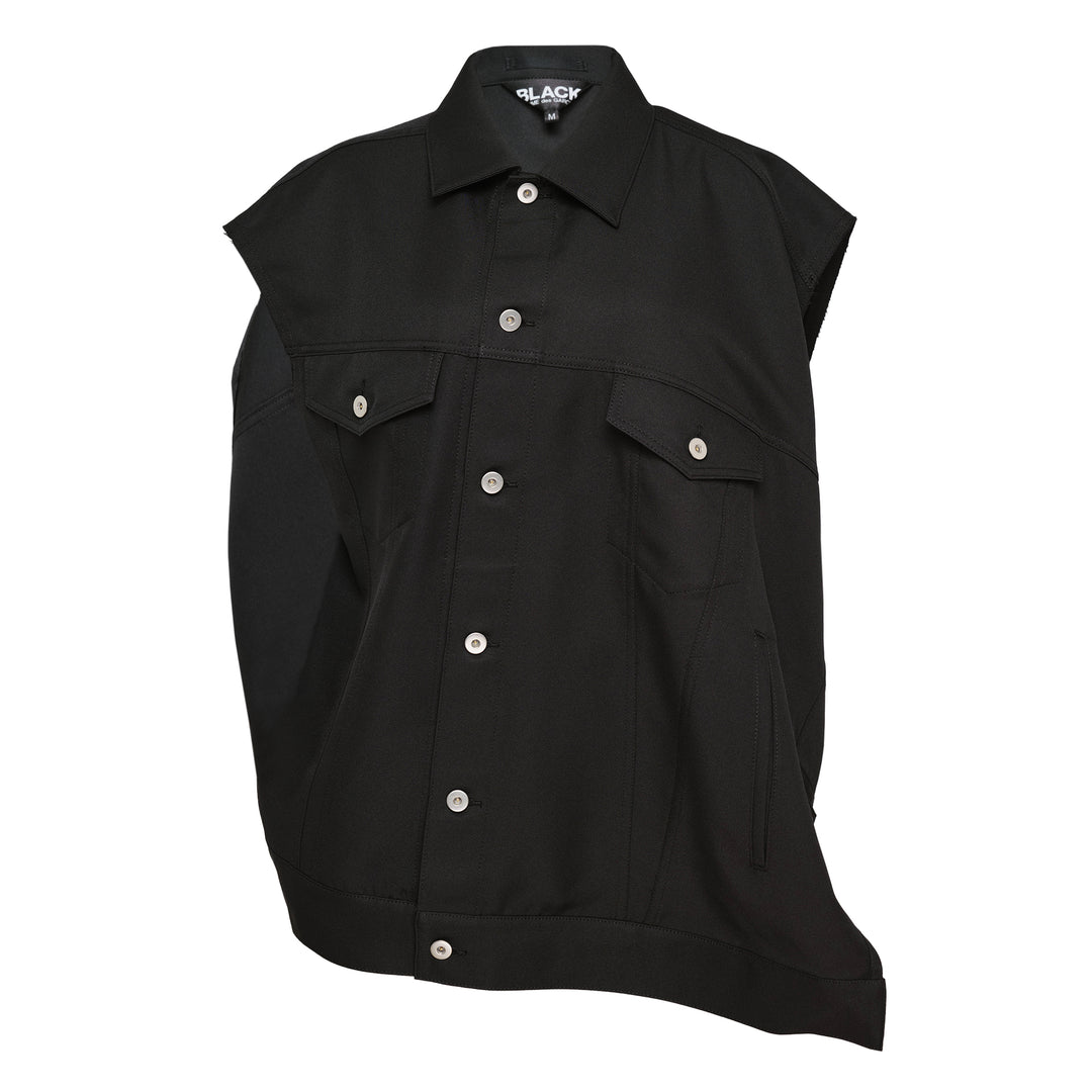 Loose-Fit Sleeveless Off-Center Shirt