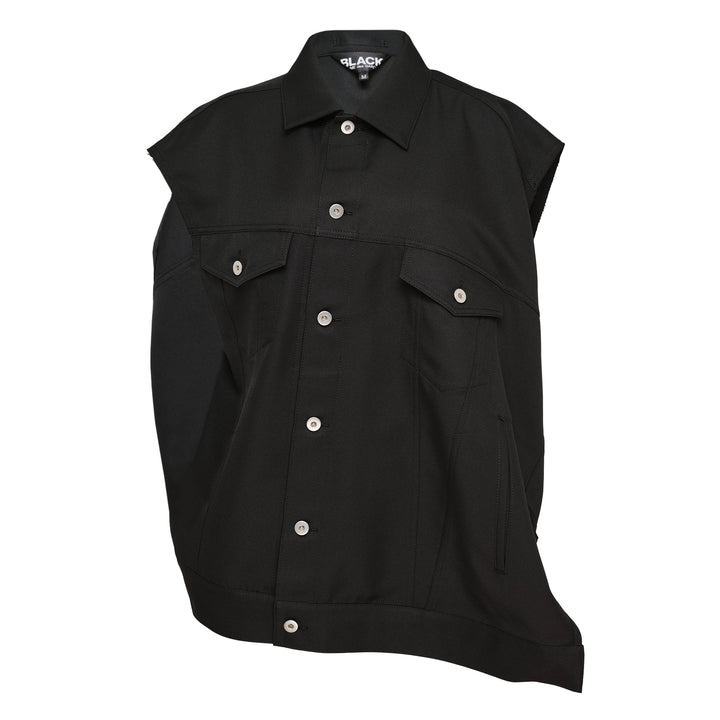 Loose-Fit Sleeveless Off-Center Shirt