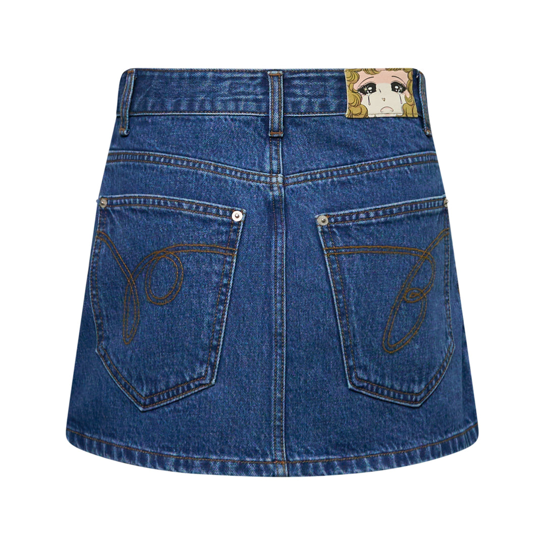 Blue Panty Printed Mini Skirt