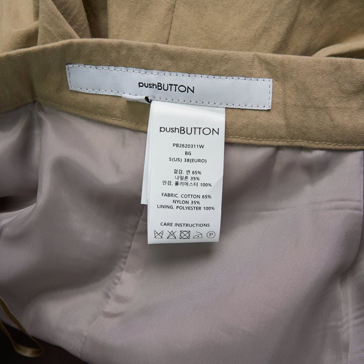 Beige Pleated A-Line Shorts