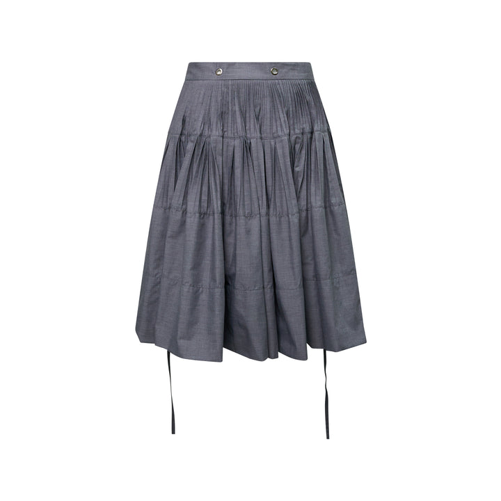 Gray Tiered Pleated Wrap Skirt