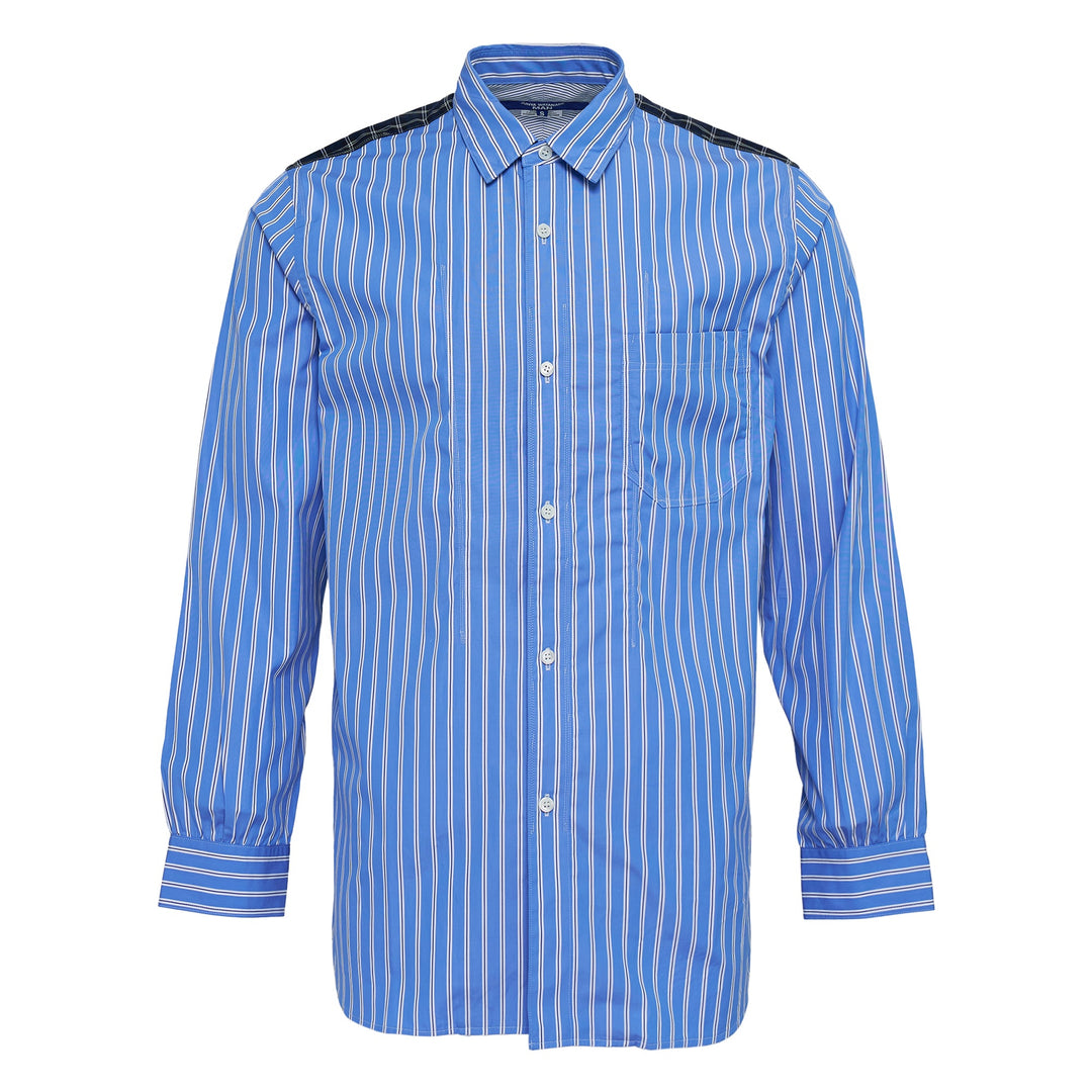 Blue Cotton Stripe Check Shirt