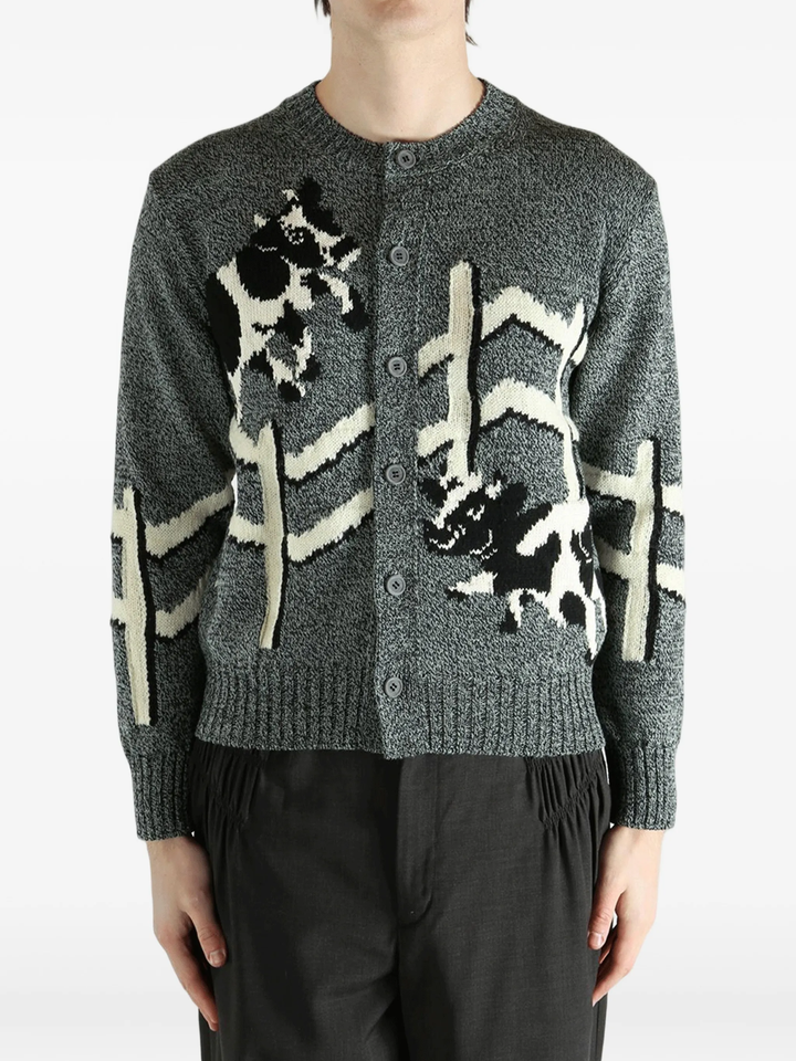 Cow Printed Jersey Intarsia Jumper