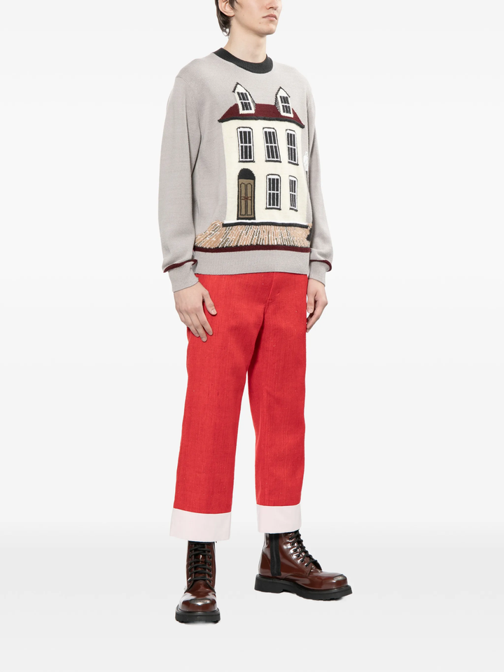 Red Oxford Wool Pants