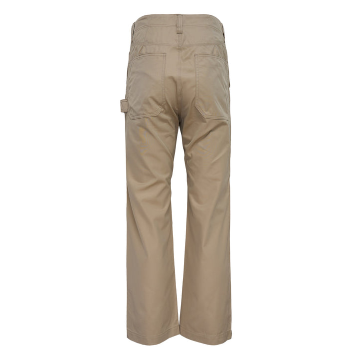 Beige Cotton Gabardine Straight Pants