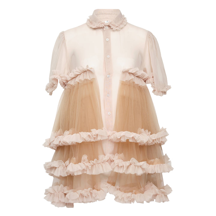 Polyester Georgette x Nylon Tulle Blouse