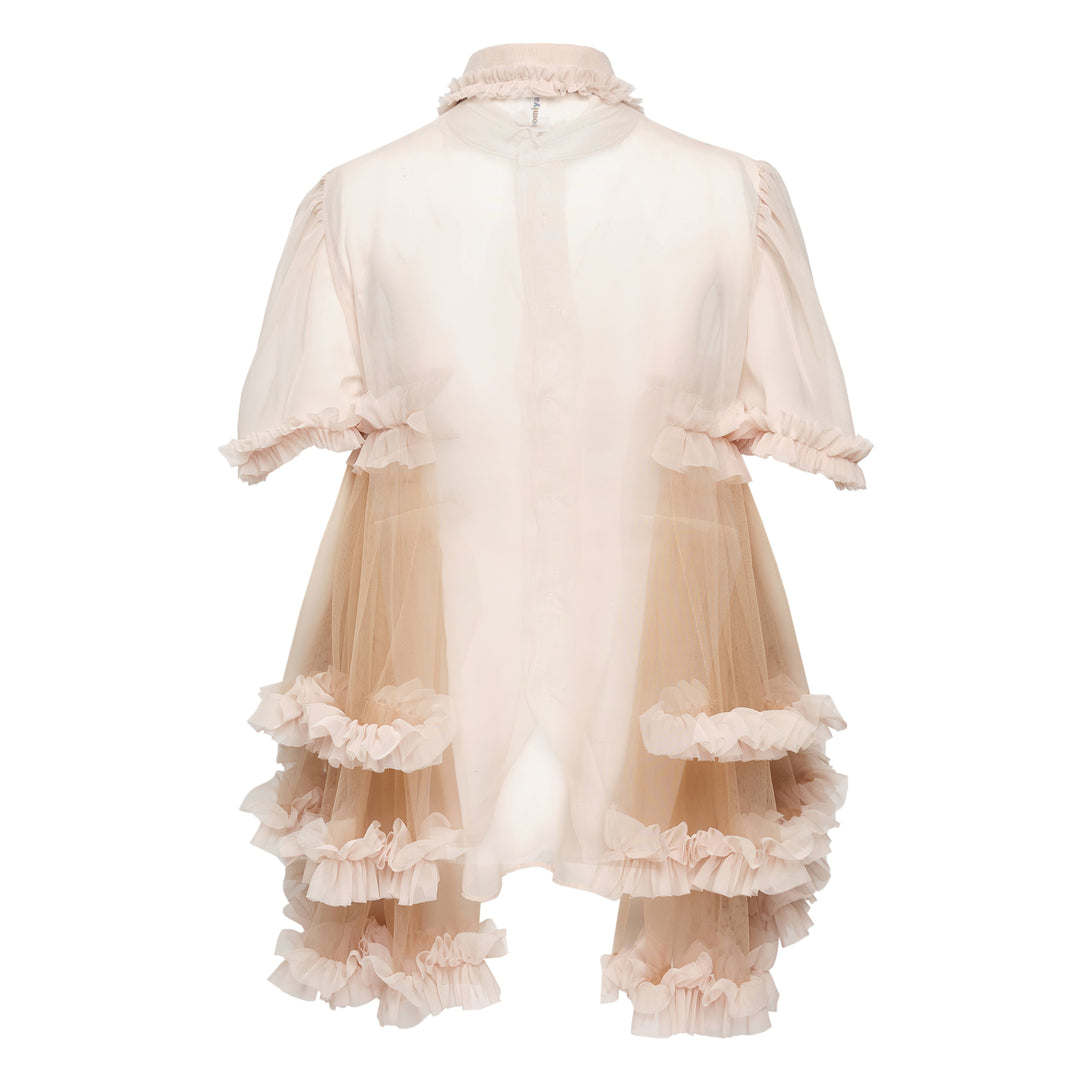 Polyester Georgette x Nylon Tulle Blouse