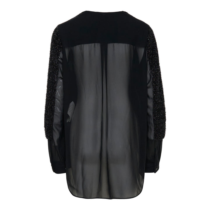 Noir Kei Ninomiya Lame Fur x Polyester Georgette Top – Available at Club 21, Official Retailer in Singapore, Malaysia & Thailand with Global Shipping Online