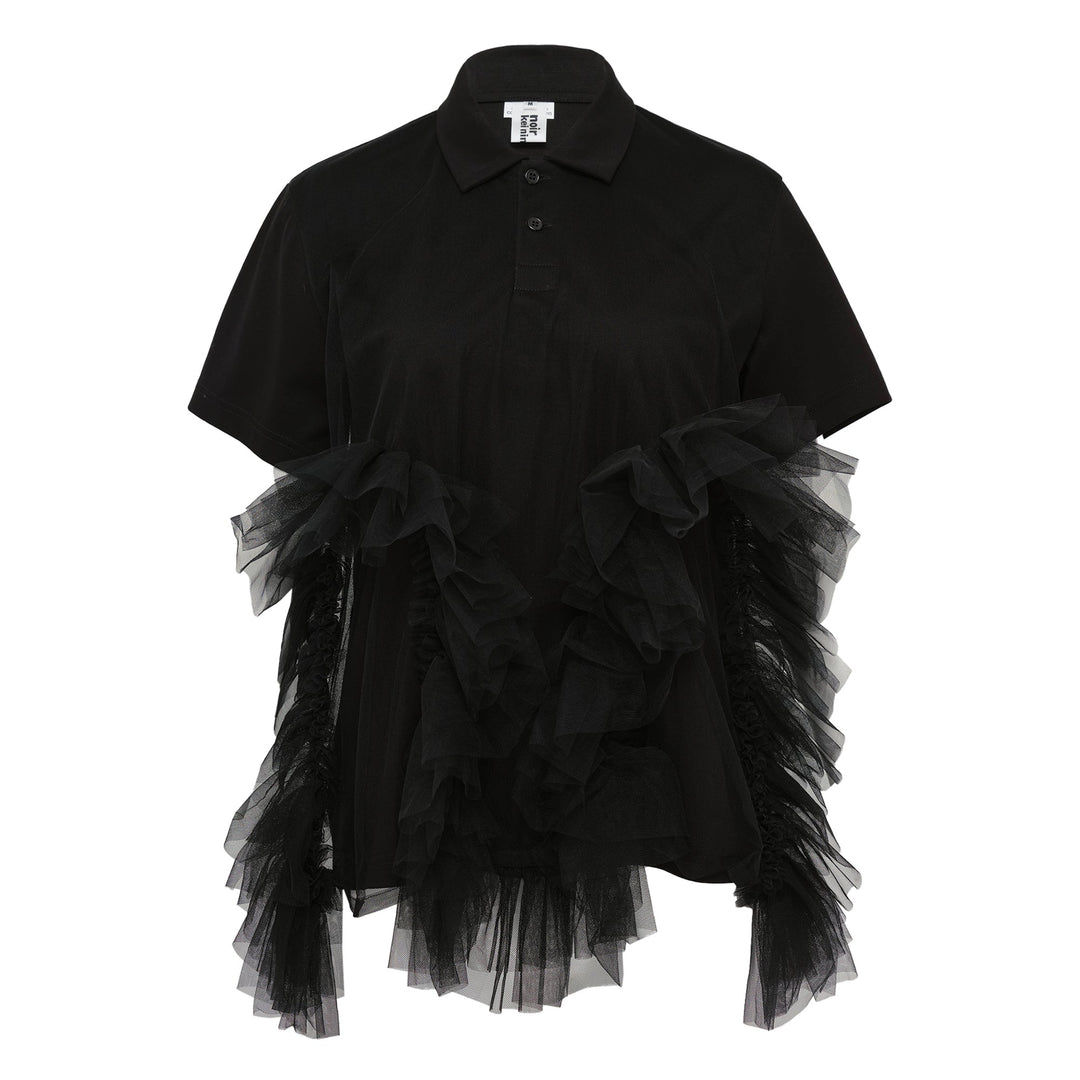 Cotton Ponte x Nylon Tulle Top