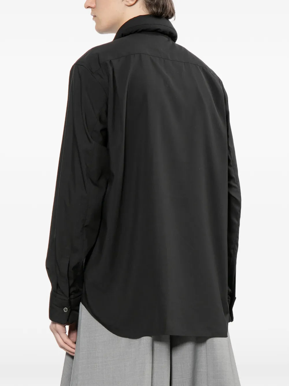 Plain Thick Collar Long Sleeve Pocket Shirt