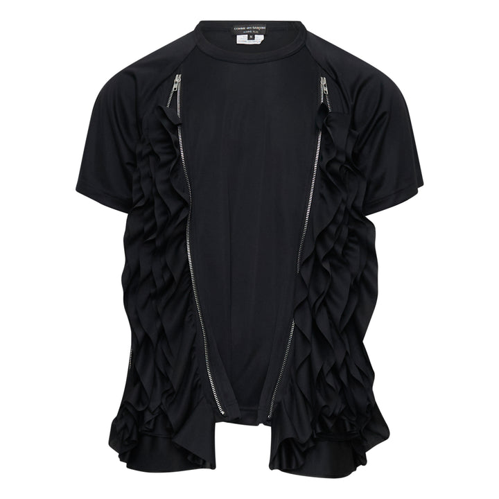 COMME des GARCONS HOMME PLUS Waterfall Ruffled Panel Zip Tee – Available at Club 21, Official Retailer in Singapore, Malaysia & Thailand with Global Shipping Online