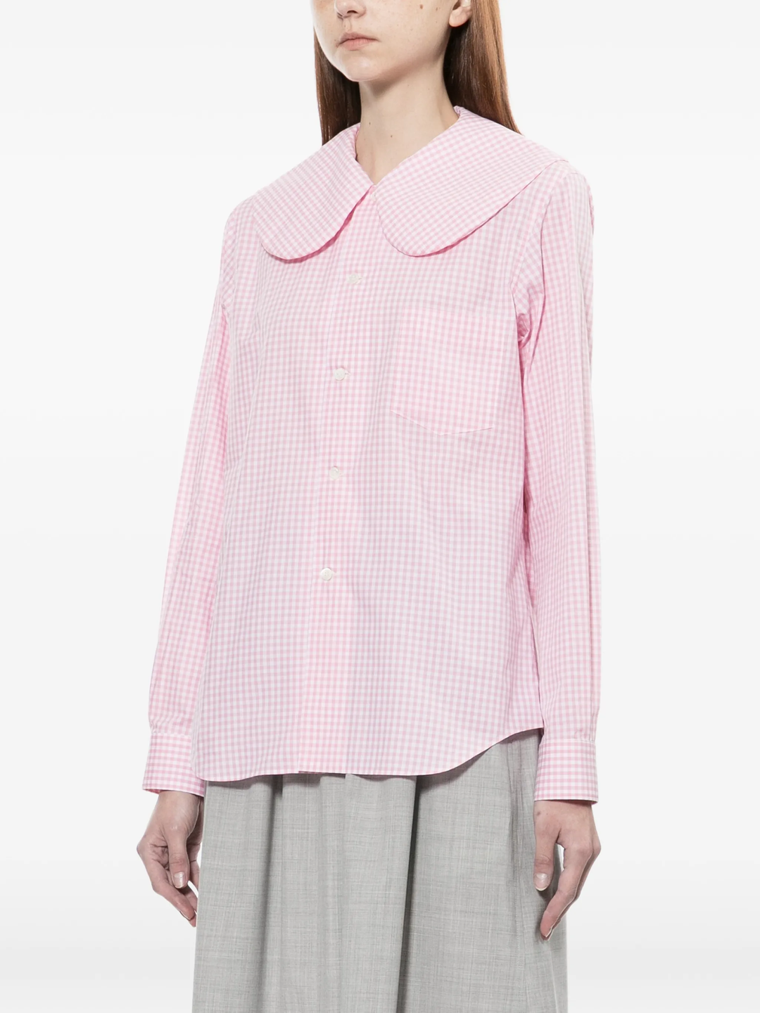 Cotton Poplin Gingham Check Blouse