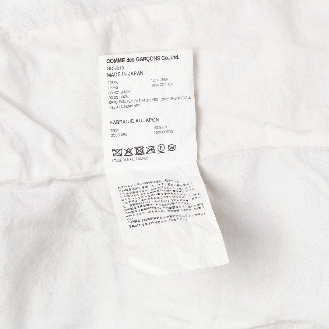 COMME des GARCONS Linen Canvas Thick Garment Vest – Available at Club 21, Official Retailer in Singapore, Malaysia & Thailand with Global Shipping Online
