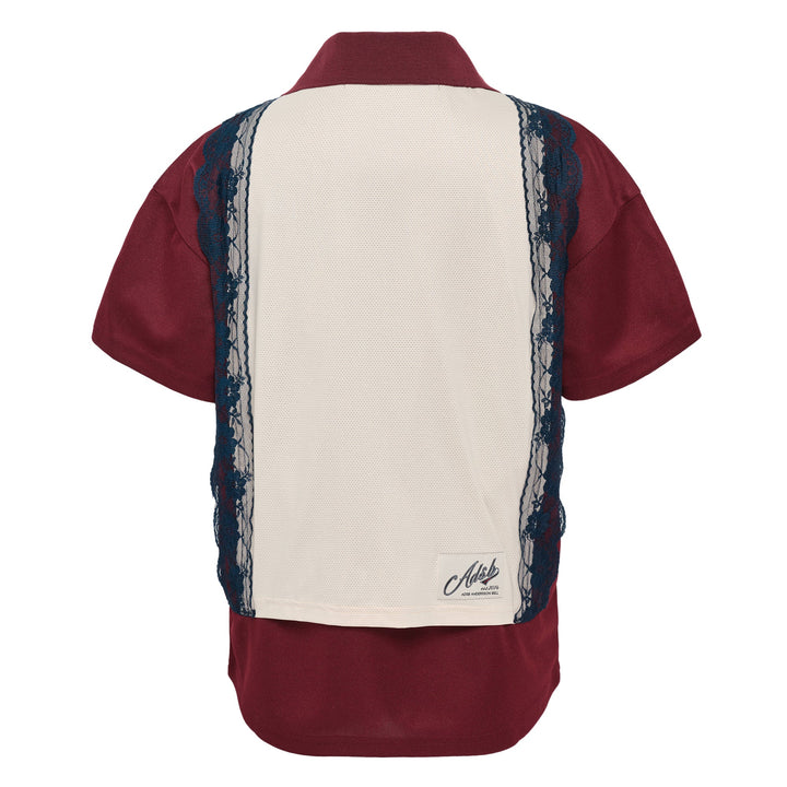 Lace Trimmed Polo Jersey Top