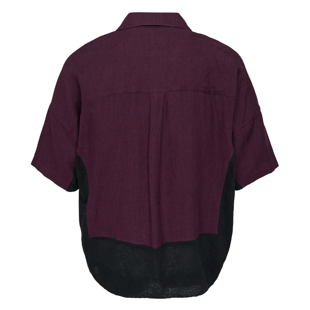 Curve Buttons Bifabric Linen Shirt