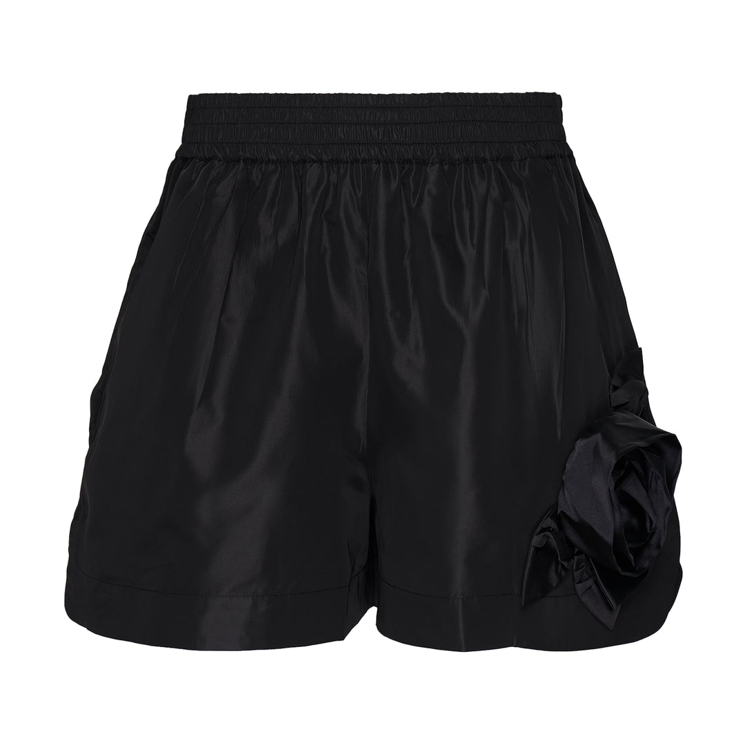 Pressed Rosette Split-Hem Shorts