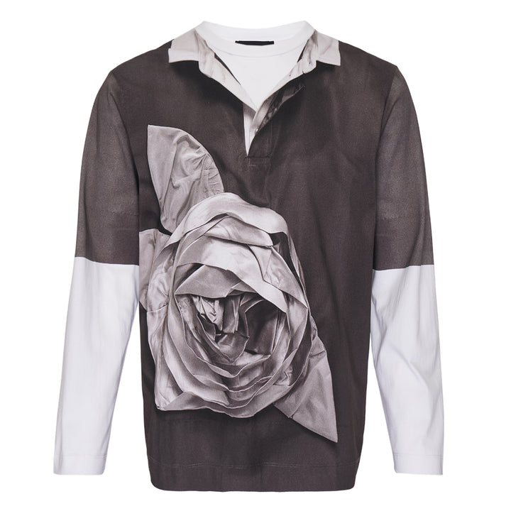 Rose Rugby Polo Trompe L'Oeil Print