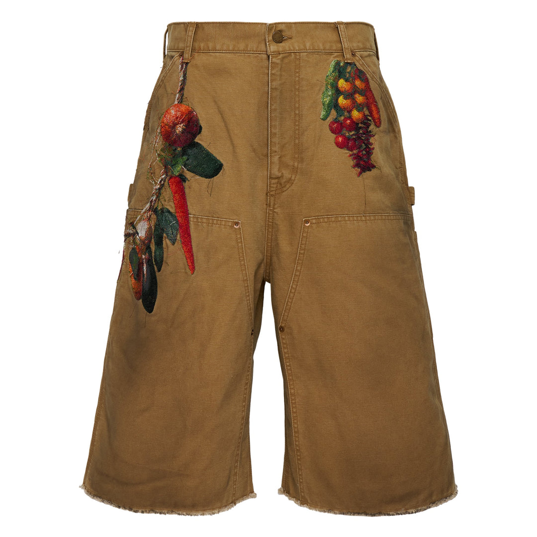 Vegetable Embroidery Cut Off Pants