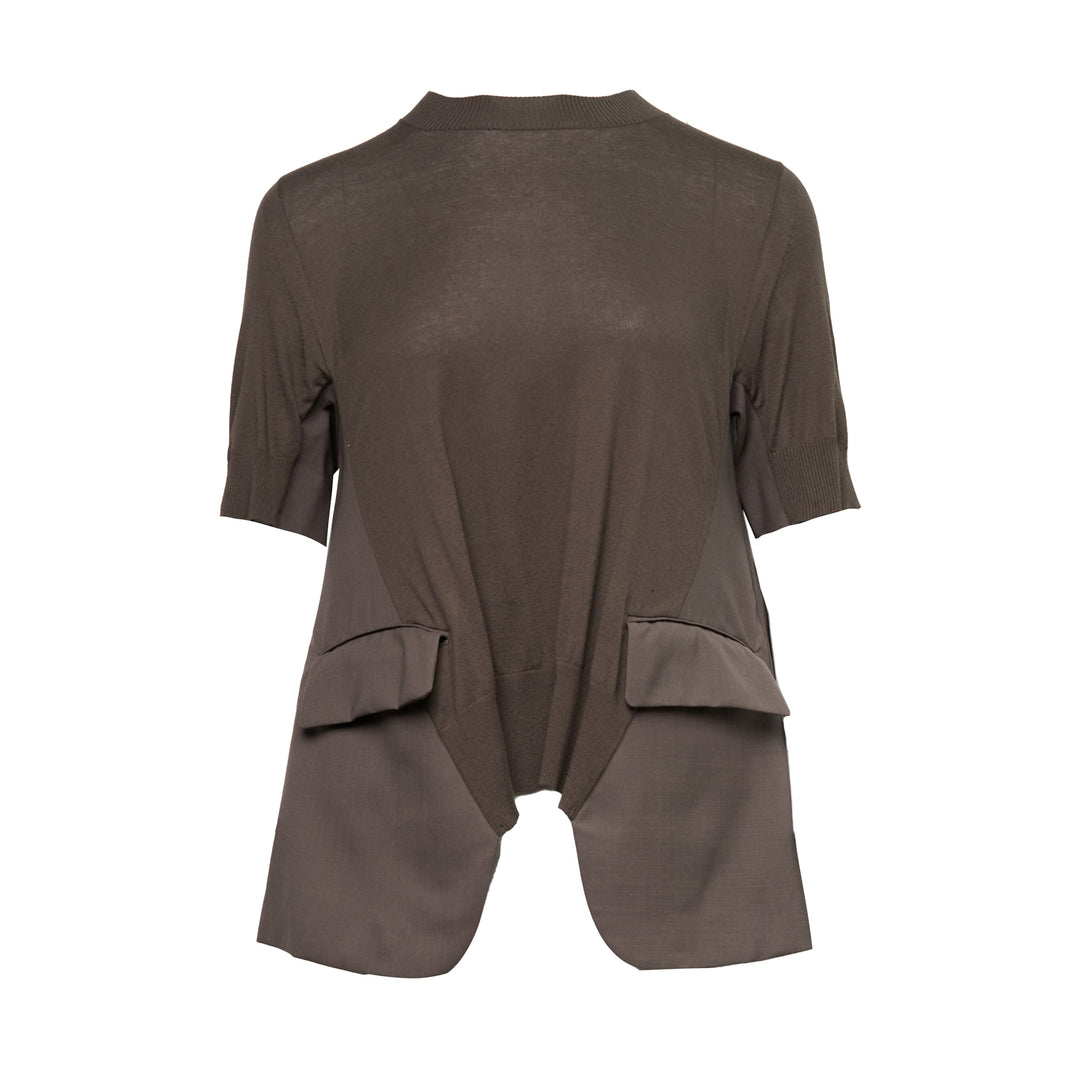 Wool Suiting x Cotton Knit Pullover