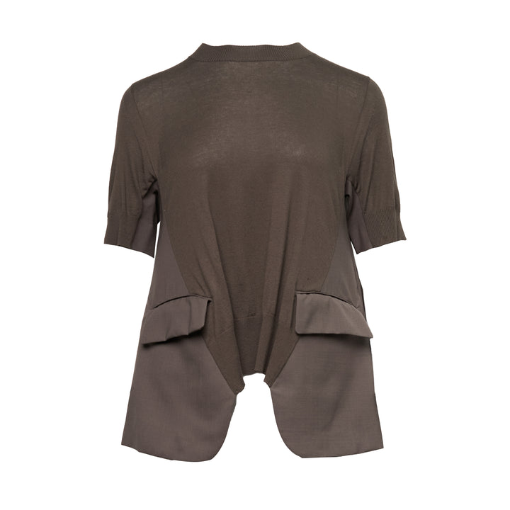 Wool Suiting x Cotton Knit Pullover