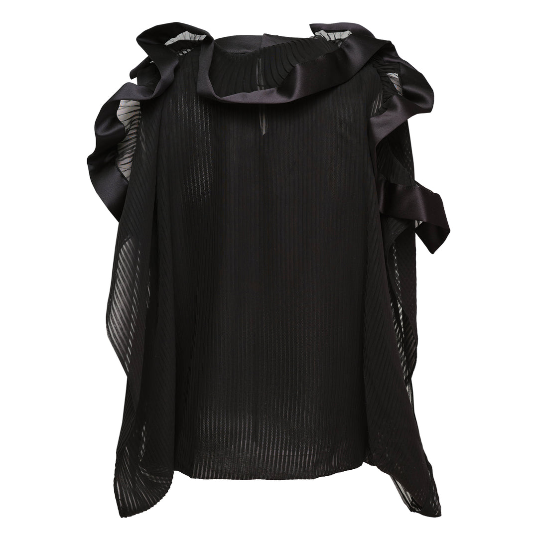 Satin x Chiffon Embroidery Pullover