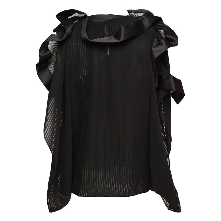 Satin x Chiffon Embroidery Pullover