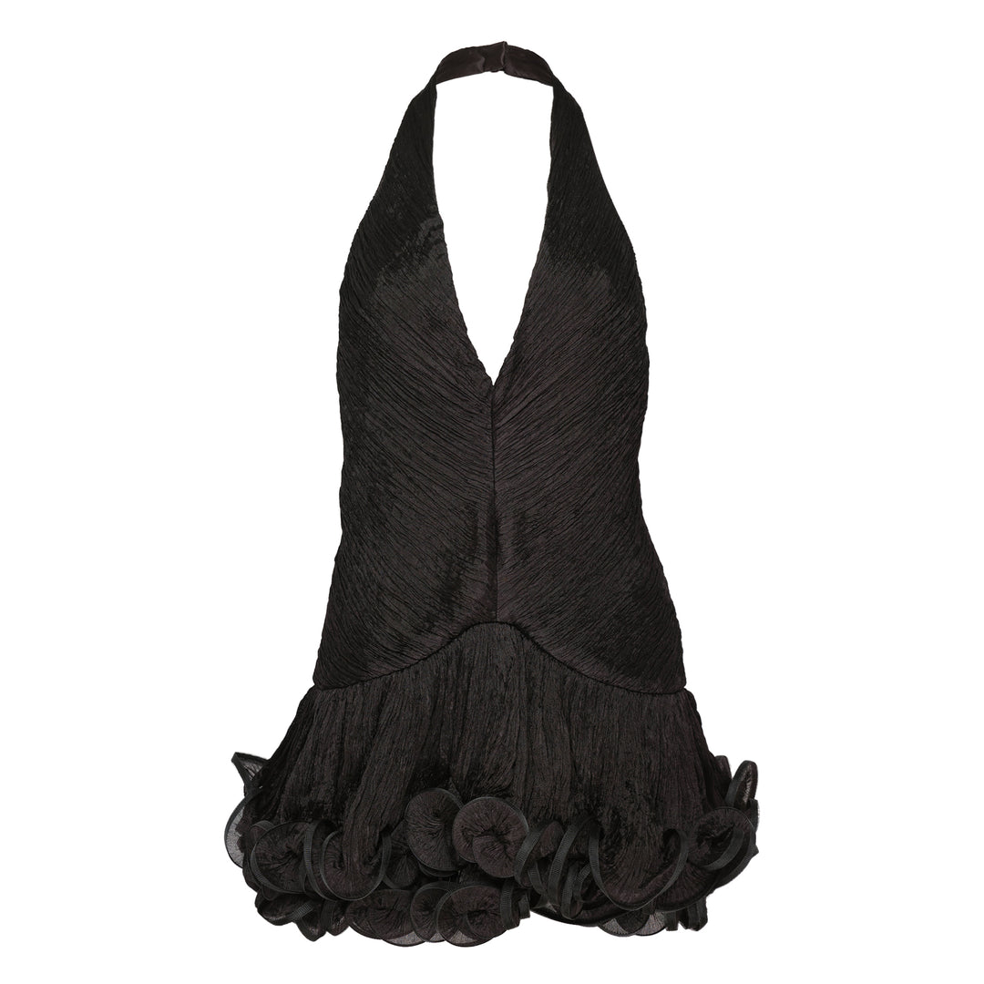 V-Neck Ruffle Hem Mini Dress