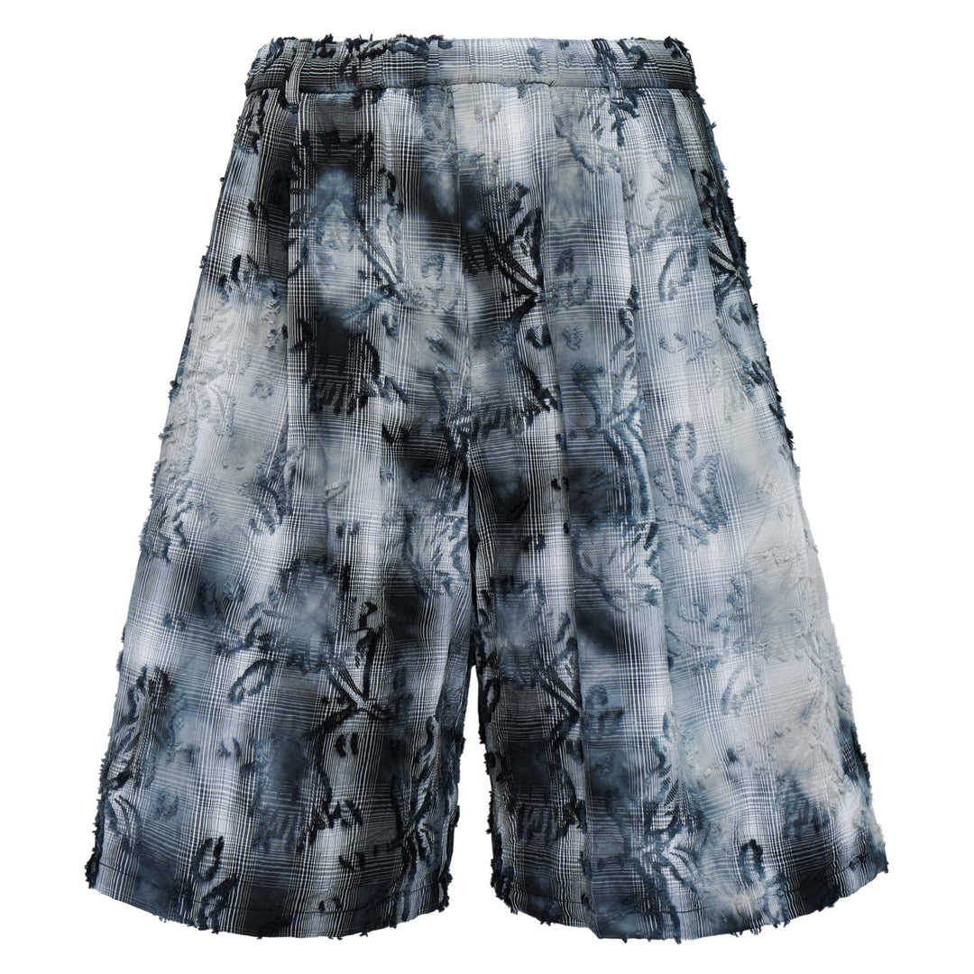 Bleached Effect Check Shorts