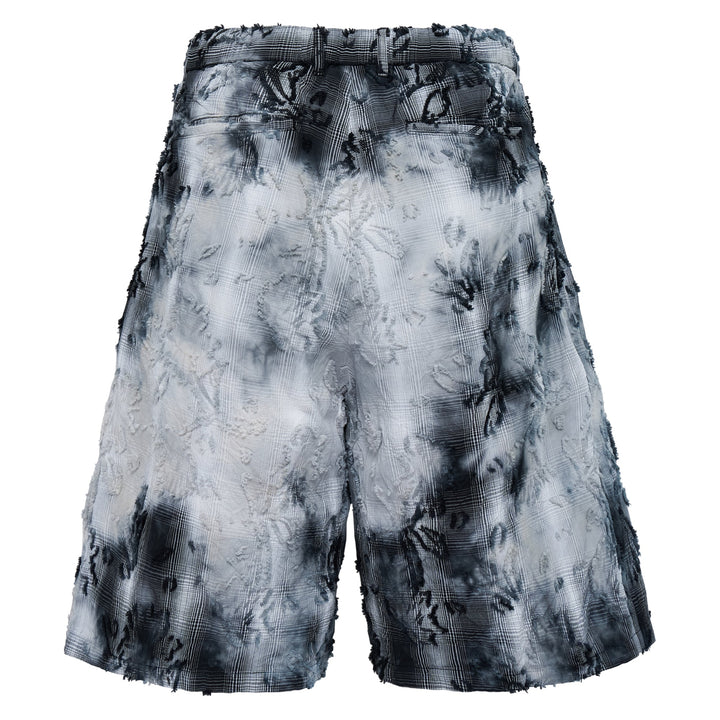Bleached Effect Check Shorts