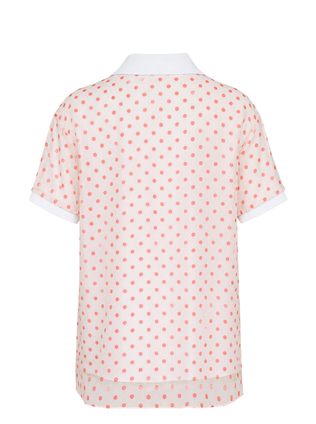 N°21 sheer polka dot polo shirt with white collar and cuffs, shown from the front - view 2