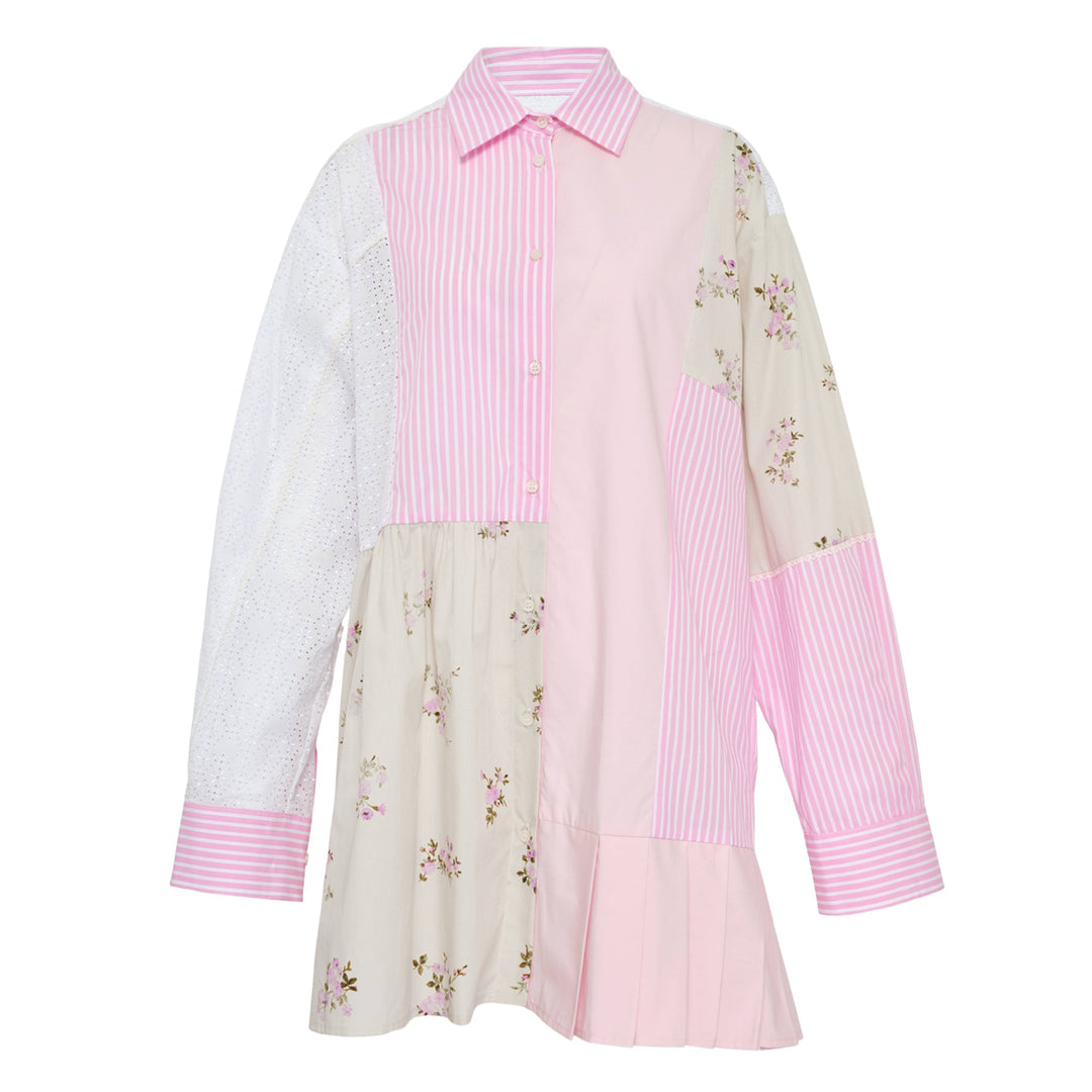 Patchwork Floral Shirt Dress