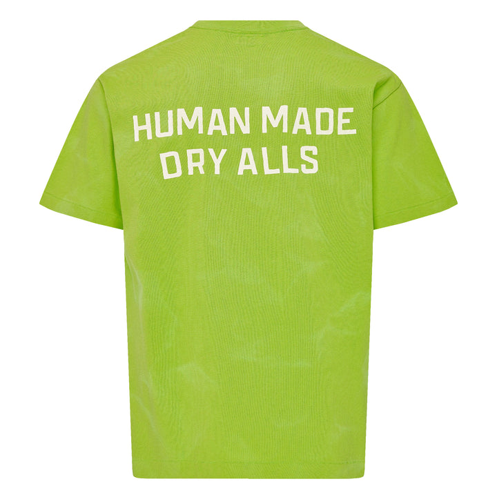 Human Made Garment Dye Short Sleeve Tee in light blue with tonal all-over wash effect and heart 'hm' logo graphic at the chest