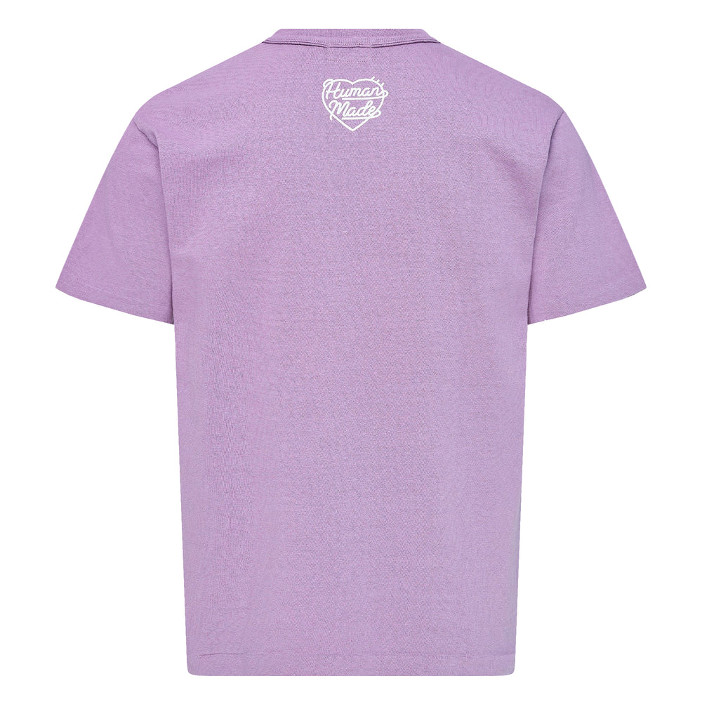 Human Made Color Heart Logo Tee in dusty blue, featuring a white cursive 'Human Made' heart graphic print at the chest, crew neck, and short sleeves