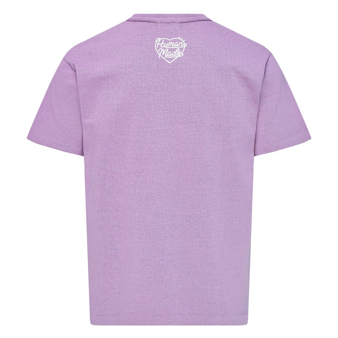 Human Made Color Heart Logo Tee in dusty blue, featuring a white cursive 'Human Made' heart graphic print at the chest, crew neck, and short sleeves