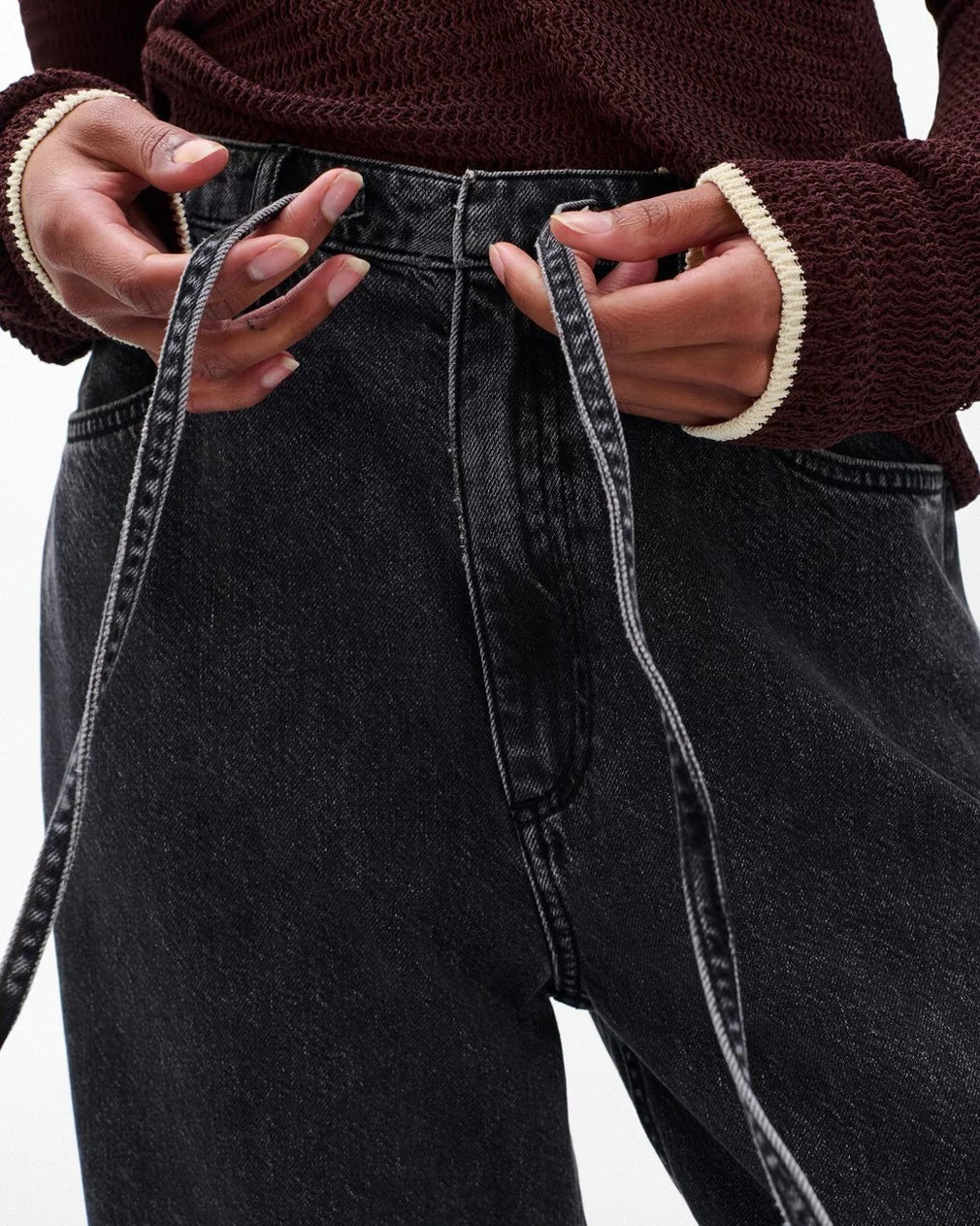 Phoebe Drawstring Wide Jeans