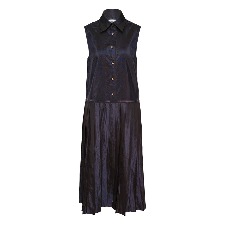 Sleeveless Pleated Bottom Shirtdress
