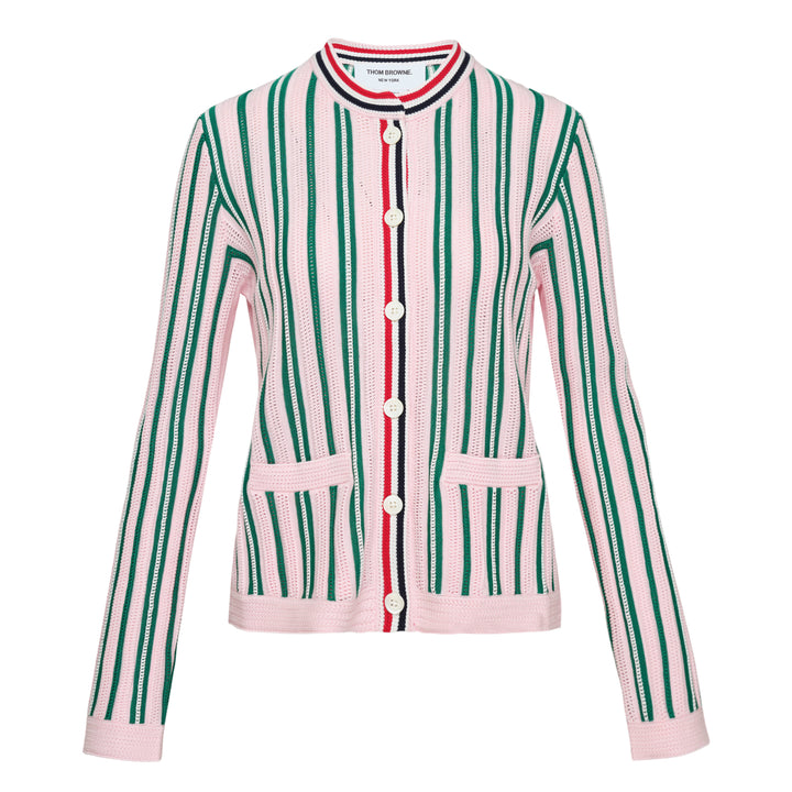 Thom Browne Crochet Stitch Striped Cardigan – Available at Club 21, Official Retailer in Singapore, Malaysia & Thailand with Global Shipping Online